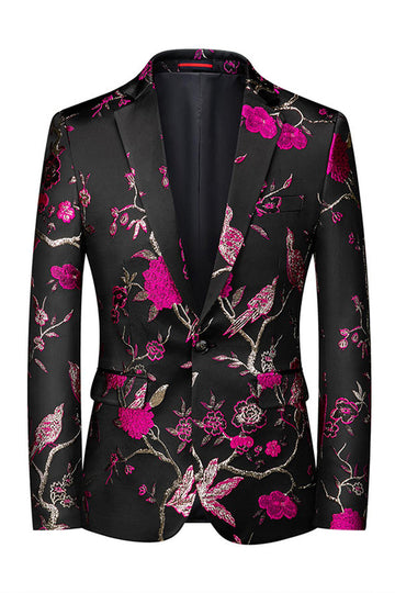 Revers cranté simple boutonnage jacquard 2 pièces violet costumes de bal pour hommes